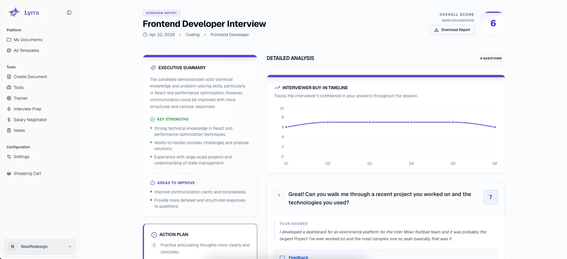 Image of the feedback page in light mode
