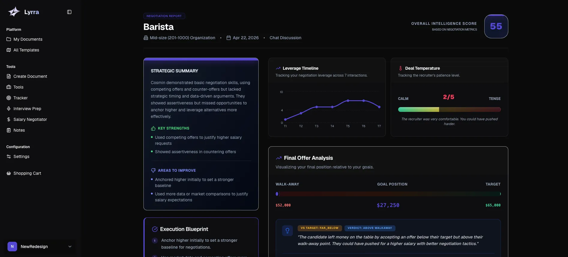Part of the negotiation feedback in dark mode